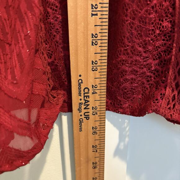 Figueroa & Flower Top Small Red Goth Romantic Dark Romance Boho Metallic Flowy - Picture 8 of 12